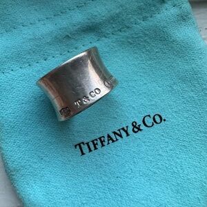 Tiffany & Co. 1837 wide sterling silver concave band ring sz 4.50